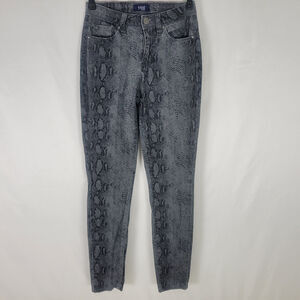 YMI Jeans Juniors 3 Black Mid Rise Snake Print Jegging Womens Denim W24 x‎ L26.5